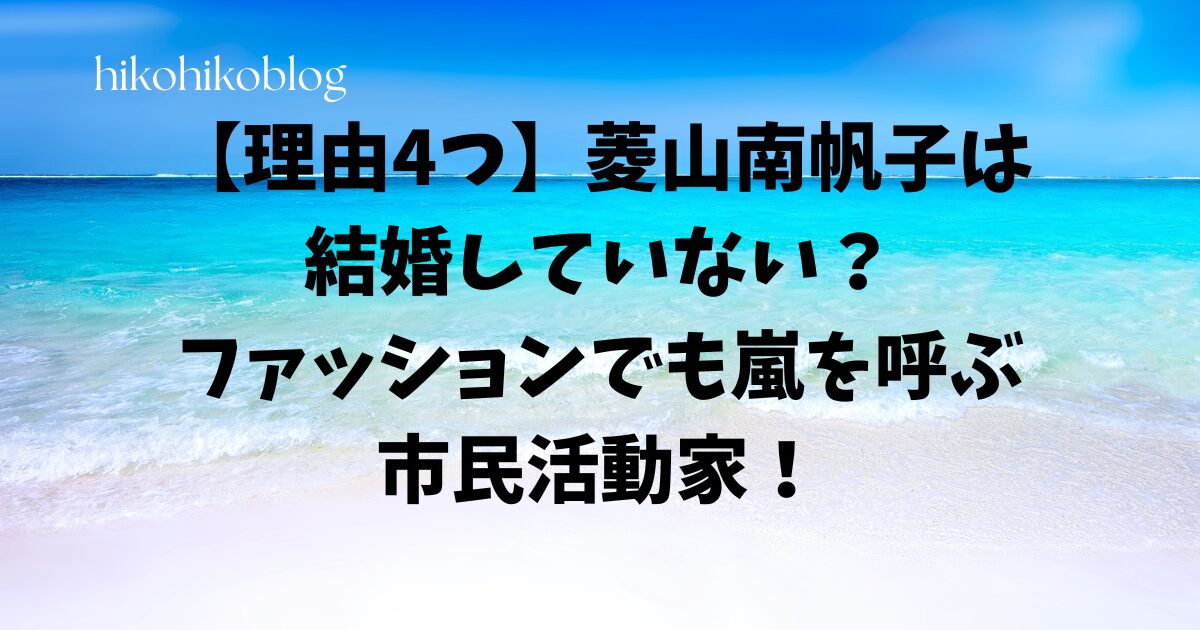 【理由4つ】菱山南帆子は結婚していない？ファッションでも嵐を呼ぶ市民活動家！