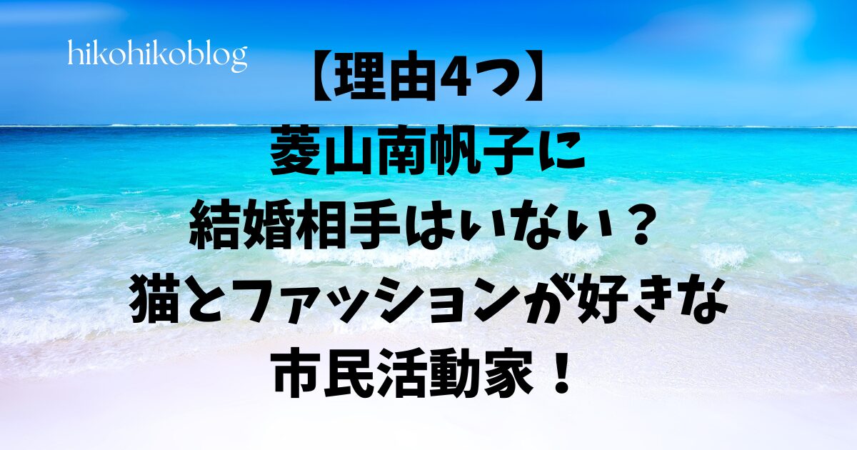 【理由4つ】菱山南帆子に結婚相手はいない？猫とファッションが好きな市民活動家！