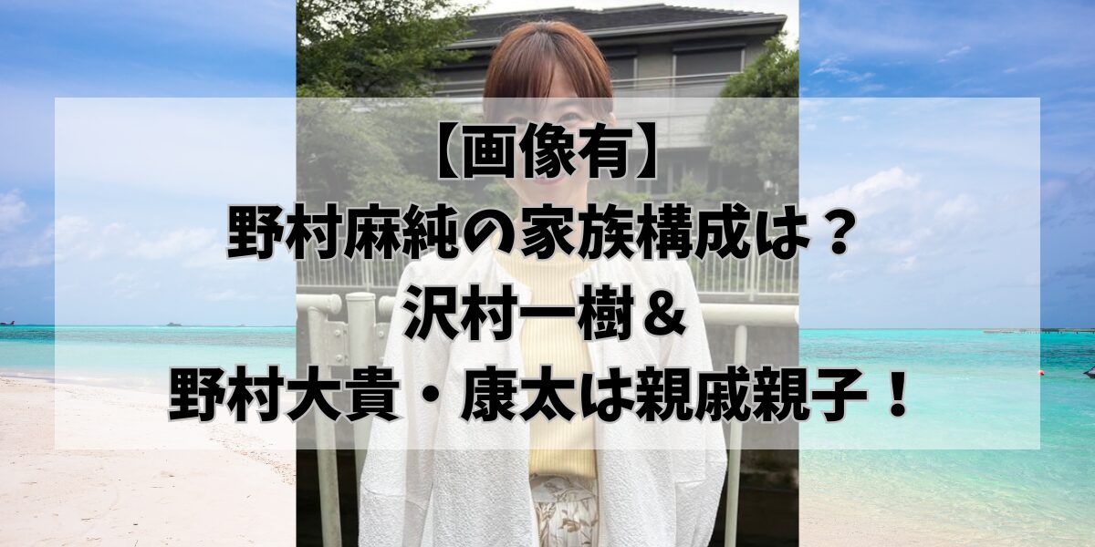 【画像有】野村麻純の家族構成は？沢村一樹＆野村大貴・康太は親戚親子！