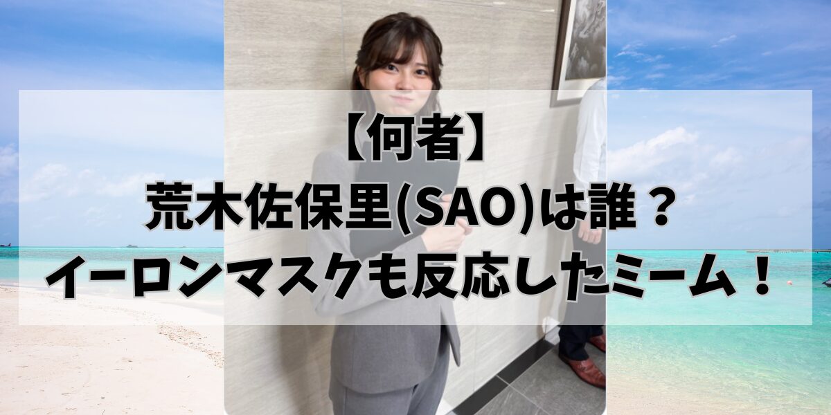 【何者】 荒木佐保里(SAO)は誰？ イーロンマスクも反応したミーム！